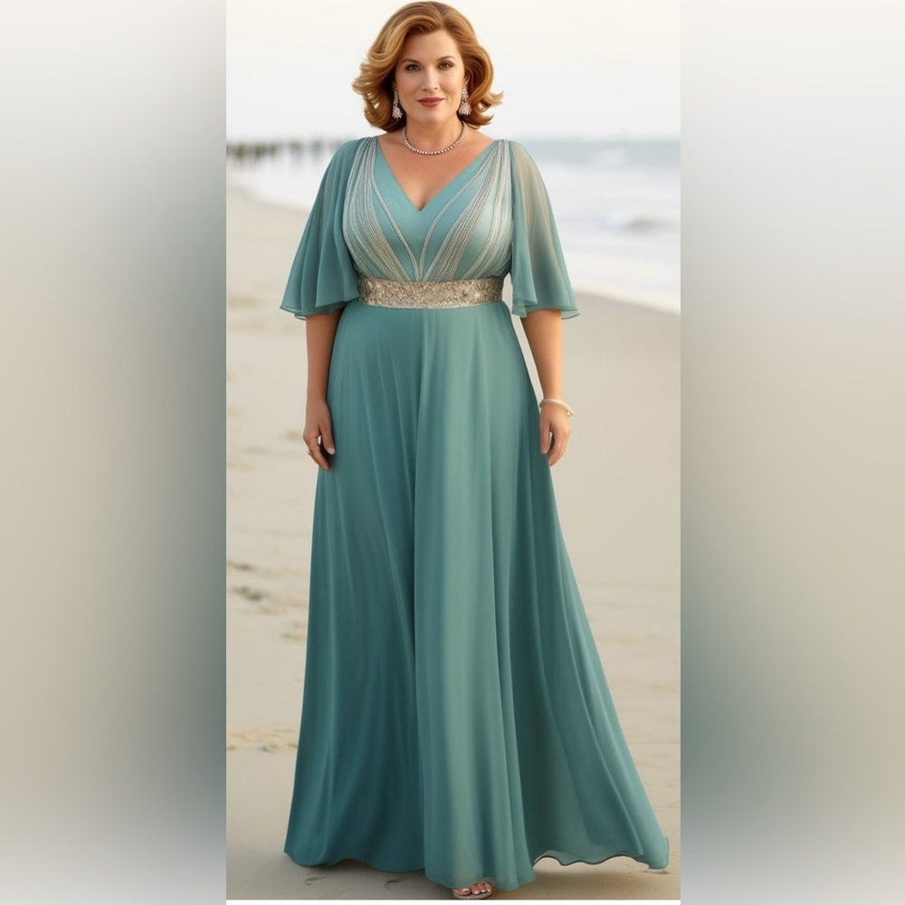 NWT Elegant  FLYCURVY Teal Dress